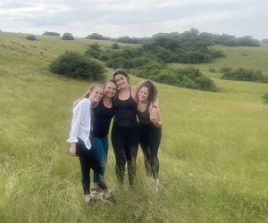 Rachel Murphy and other students visiting an island