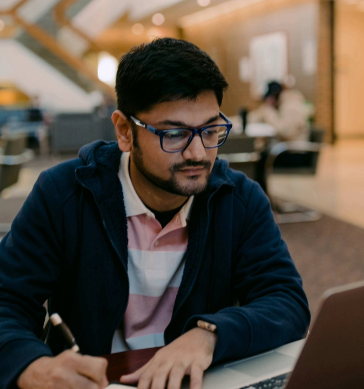 Graduate student studying