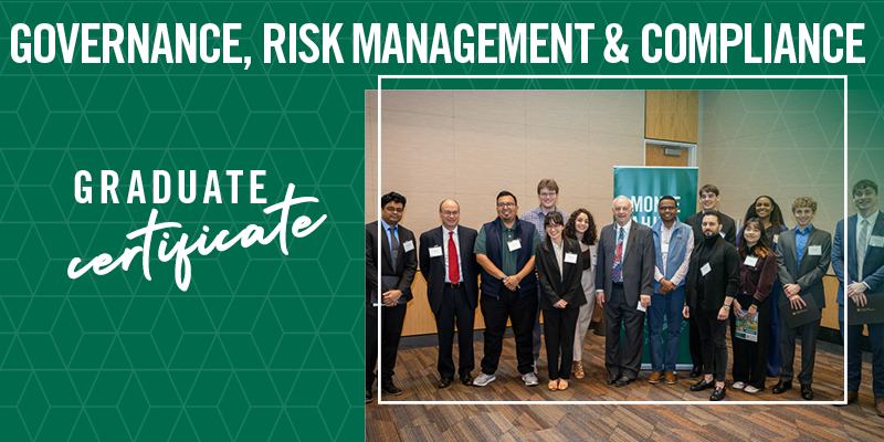 Graphic with Governance Risk Management and Compliance Graduate Certificate