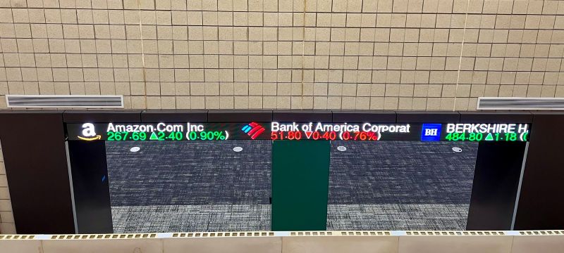 Viking Trading Lab ticker screen above the entrance