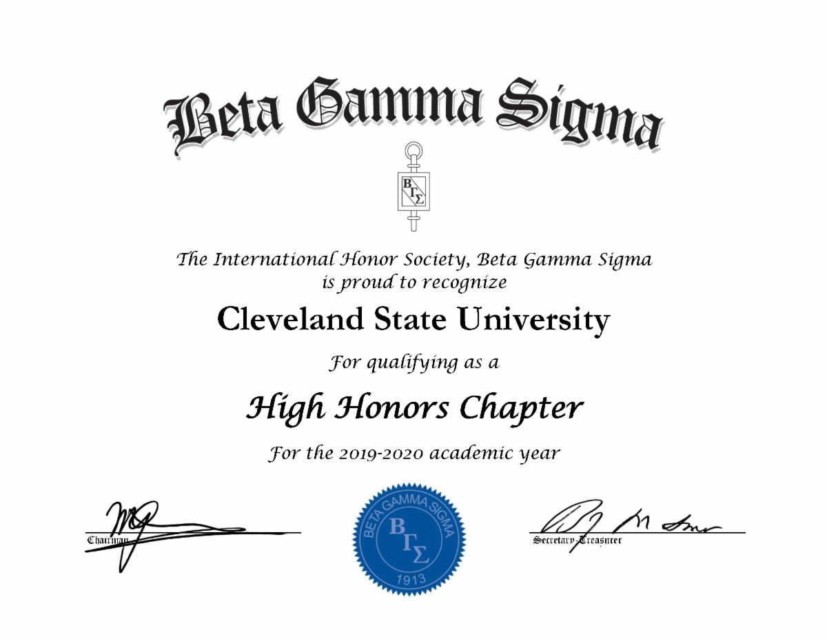 Beta Gamma Sigma - High Honors Chapter