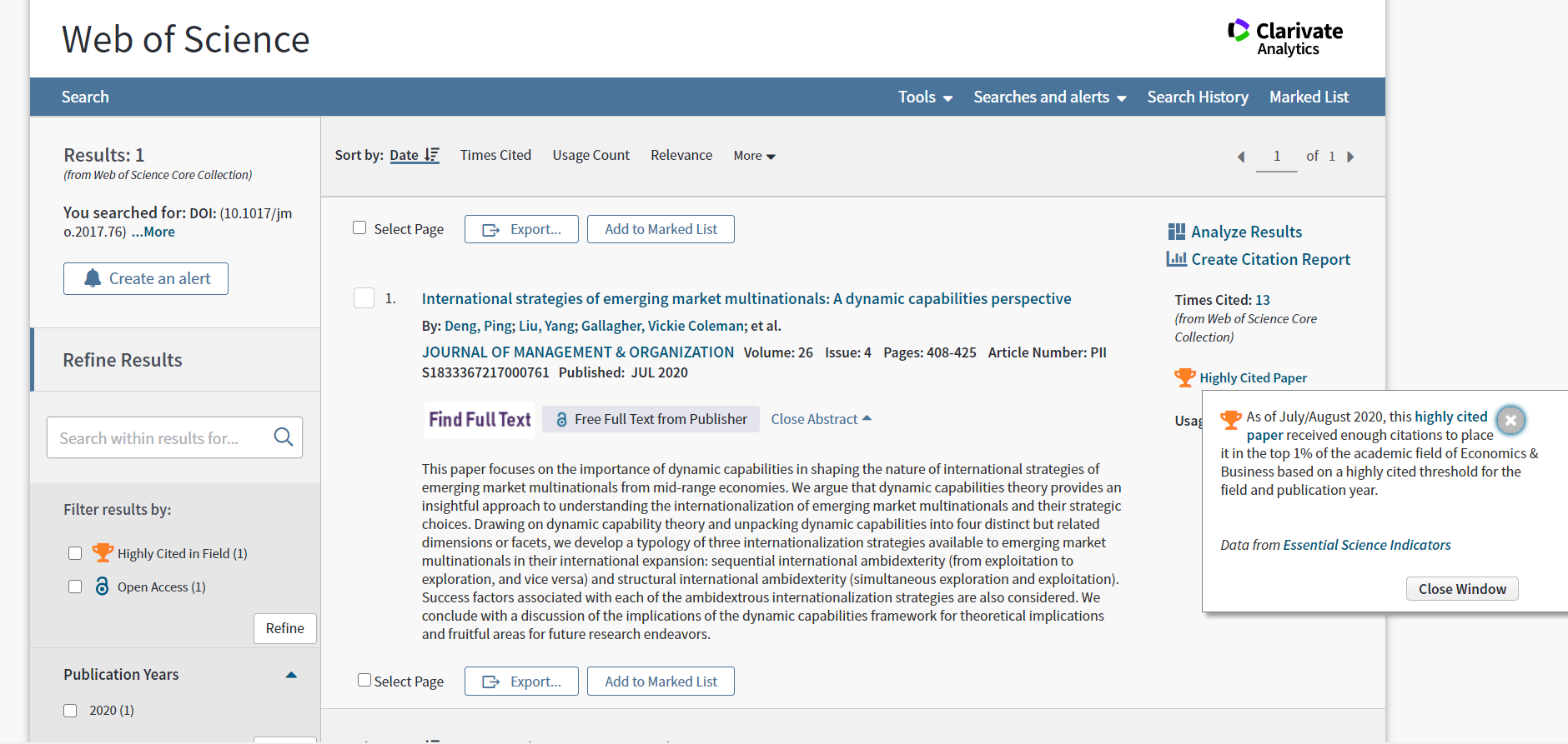 Deng, Coleman Gallagher 2020 Highly Cited Paper